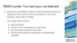 NDSA Levels: You had input, we listened!