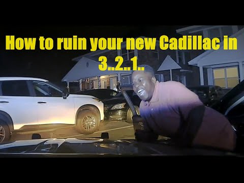 Lady in her new Cadillac calls her wife while on traffic stop & then takes off – 2 failed PIT's