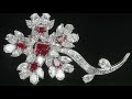 Fancy Red Diamond Floral Brooch | M.S. Rau