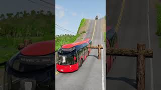 Capsule Buses \u0026 School Buses vs Logs Trap - BeamNG.drive #shorts #beamngdrive #bus