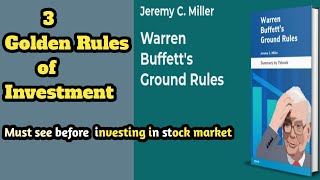 3 Golden Rules of Investment of Warren Buffett|Book Summary in Hindi@Booktuber