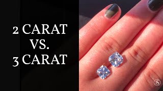 2 Carat vs.  3 Carat Diamond Size Comparison - Asscher Cut