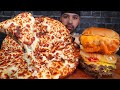 VIRAL TIKTOK PIZZA AND TRIPLE CHEESEBURGERS MUKBANG