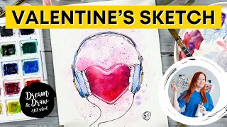 Sketching Watercolor Valentine Cards Tutorial for Beginners