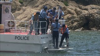 陸海空で連携…岡山県警が海水浴場で水難事故に備え救助訓練