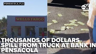 Thousands of dollars spill from Brink's truck at Wells Fargo in Pensacola