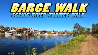 BARGE WALK: Scenic River Thames Walk from Kingston Upon Thames to Hampton Court Palace - England(4k)