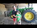 using real tractors and kids tractors for water balloon fight