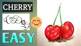 How To Draw A Cherry Step By Step For Beginners  | Easy Cherries Drawing Tutorial | Fruit Drawings