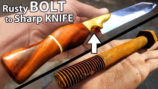 Turning a Rusty BOLT into a really SHARP Chef KNIFE