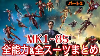 【アイアンマン】アイアンマンパワードスーツ全能力\u0026全スーツまとめ（マーク28〜マーク85【パート2】@RKMovie1126