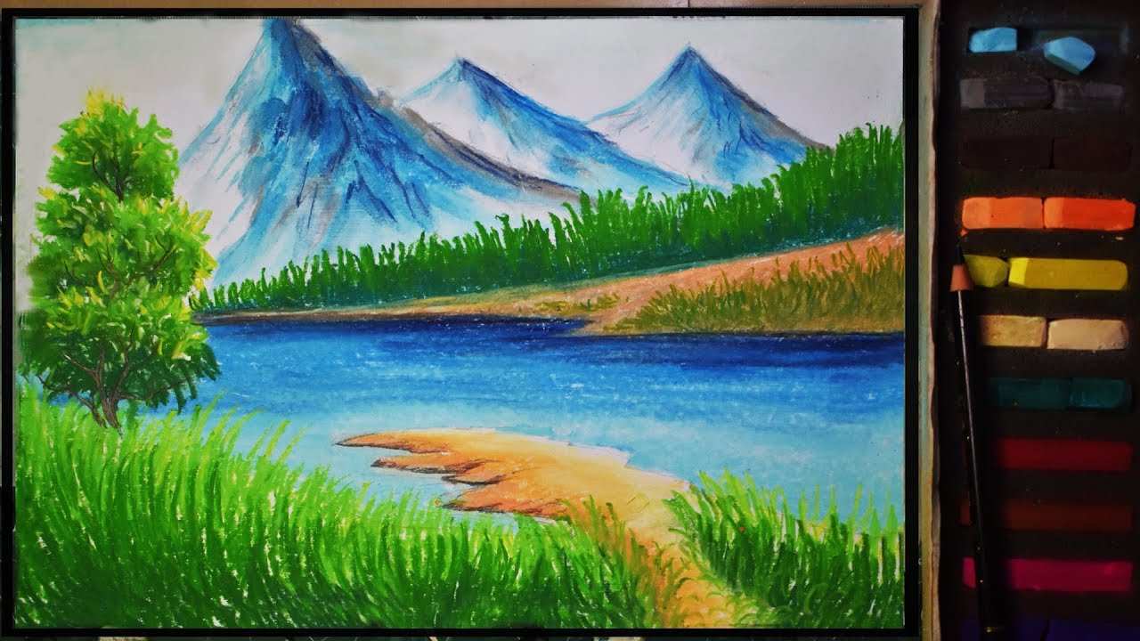 Drawing Hills And Grass Scenery Step By Step With Oil Pastels/ Step By ...