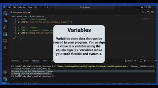 Python Fundamentals for Automotive: Print Statements, Comments, and Variables Steps 1-3