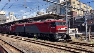 EH500-16 金太郎　コキ10B  (両)  (臨8094レ・[仙貨B8094］・コンテナ輸送)が大宮駅4番線を通過するシーン　【JR貨物】