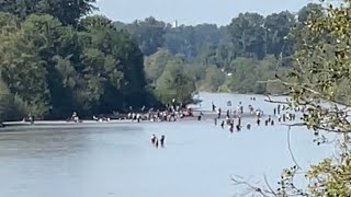 Combat Fishing on the Puyallup River in Washington State, as I view from an Overhead Bridge