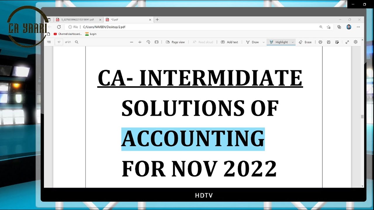 CA Inter Accounts Suggested Answers NOV 2022 | CA Exam SOLUTIONS ...