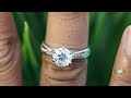 3.74ctw round cut colorless moissanite ring cathedral setting ring side forever moissanite