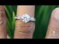 3.74ctw round cut colorless moissanite ring cathedral setting ring side forever moissanite