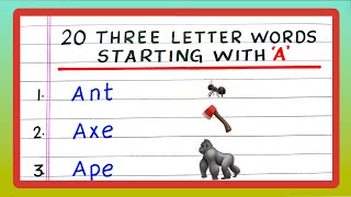 Three Letter Words Starting With "A" | 20 Three Letter Words Beginning With "A"