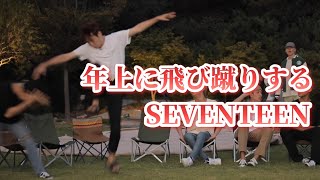 ヒョンに容赦なく飛び蹴りするセブチ【SEVENTEEN/セブチ/日本語字幕/ホシ/Hoshi/スングァン/SeungKwan/GOING/ゴセ/爆笑/TTT/キャンプ/マフィア/面白い】