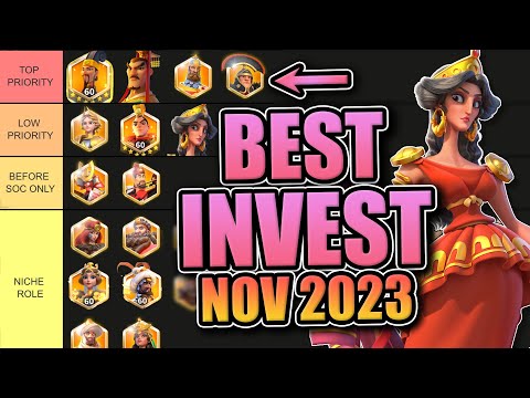 Legendary Investment Tier List [F2P & Low Spend — Open Field] Rise of Kingdoms November 2023