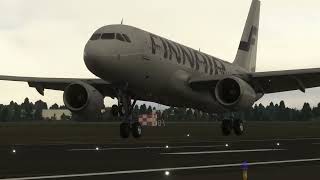 Finnair A320 windy landing in Berlin 25R