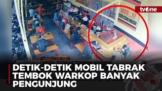 Sedang Asyik Ngopi, Pengunjung Warkop Kaget Usai Dihantam Mobil