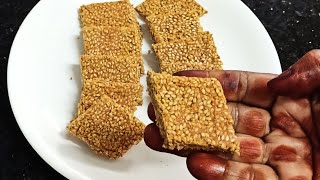 Sesame chikki should come out perfectly so make the caramel like this 👍 sesame chikki@HAPPYRECIPES😋