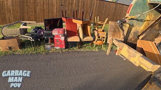 Bulk Trash Collection with Rearloader Garbage Truck | 4K Full UHD POV