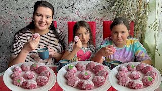 Daily Life in Russia Cooking Japanese Mochi Dessert in the Village