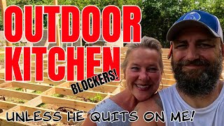 BUILDING AN OUTDOOR KITCHEN AND BAR! family compound, tiny house, homesteading, DIY sawmill