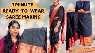 1 Minute Ready To Wear Saree Making