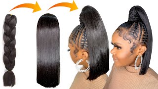 😱HOW TO :MOST BEAUTIFUL DETACHABLE PONYTAIL HAIRSTYLE | Using Expression Braid Extension