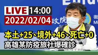 【完整公開】LIVE 本土+25、境外+46、死亡+0 高雄某防疫旅社爆確診