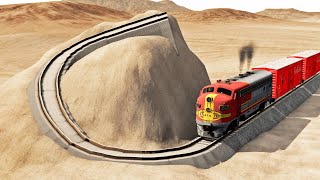 Long Trains vs Curved Railway – BeamNG.Drive