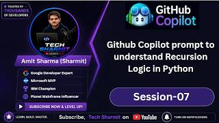 Github Copilot prompt to understand Recursion Logic in Python | github copilot tutorial (Ep-07)