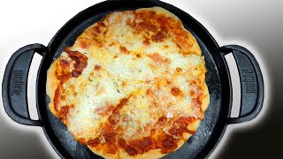 DÖKÜM TAVADA GERÇEK PİZZA (Döküm Tavada 4 Peynirli Pizza Tarifi) (Cast Iron Pan 4 Cheese Pizza)