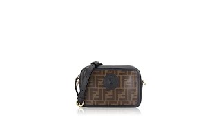 Fendi Calfskin Zucca Spalmati Small Camera Bag Tobacco