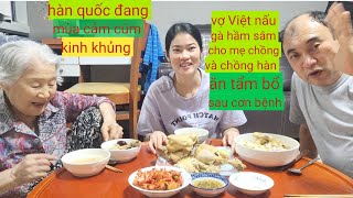 Vợ Việt Nấu Gà Hầm Sâm Cho Mẹ Chồng và Chồng hàn ăn tẩm bổ sau cơn bệnh cảm cúm kinh khủng