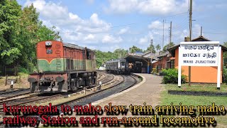 kurunegala to maho slow train arriving maho railway Station and run-around locomotive