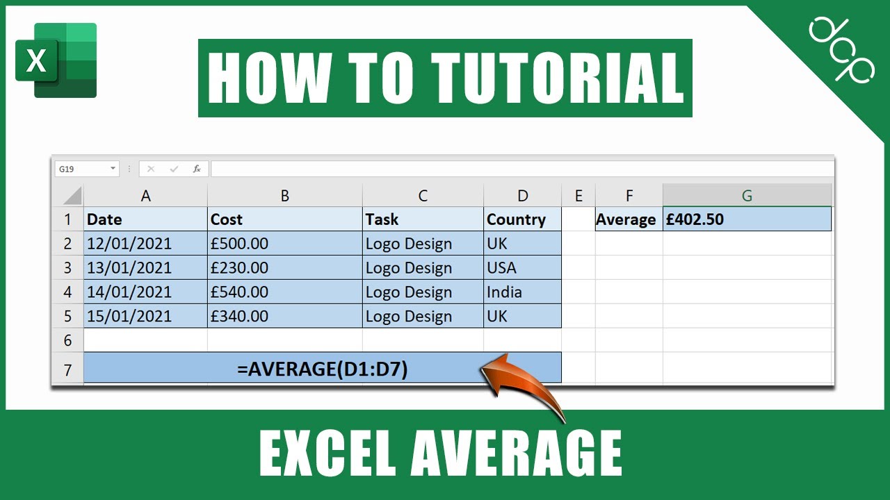 Excel Spreadsheet Calculate Average Excel 2021 Tutorial Usa Channel