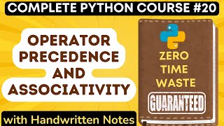 Python Operator Precedence and Associativity with Handwritten Notes in Hindi | Python Tutorial - #20