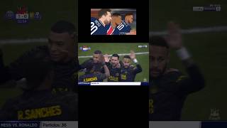 Messi celebrates with Mbappe and Neymar after goal