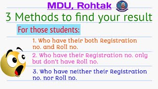 How to find Mdu Result without Roll no. and Registration no. | MDU, Rohtak || Bhardwaj Classmates