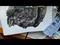 painting a raven watercolour timelapse mary sanche