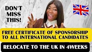 FREE CERTIFICATE OF SPONSORSHIP TO ALL INTERNATIONAL CANDIDATES!