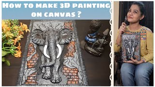 3D Elephant Clay painting on canvas