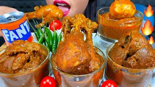 ASMR SPICY CHICKEN CURRY, CHICKEN LIVER \u0026 GIZZARD CURRY, EGG CURRY, RICE MASSIVE Eating Sounds