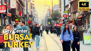 Turkey 🇹🇷 Bursa City Center 4K Walking Tour 2025 | Turkish Street Markets, Grand Mosque