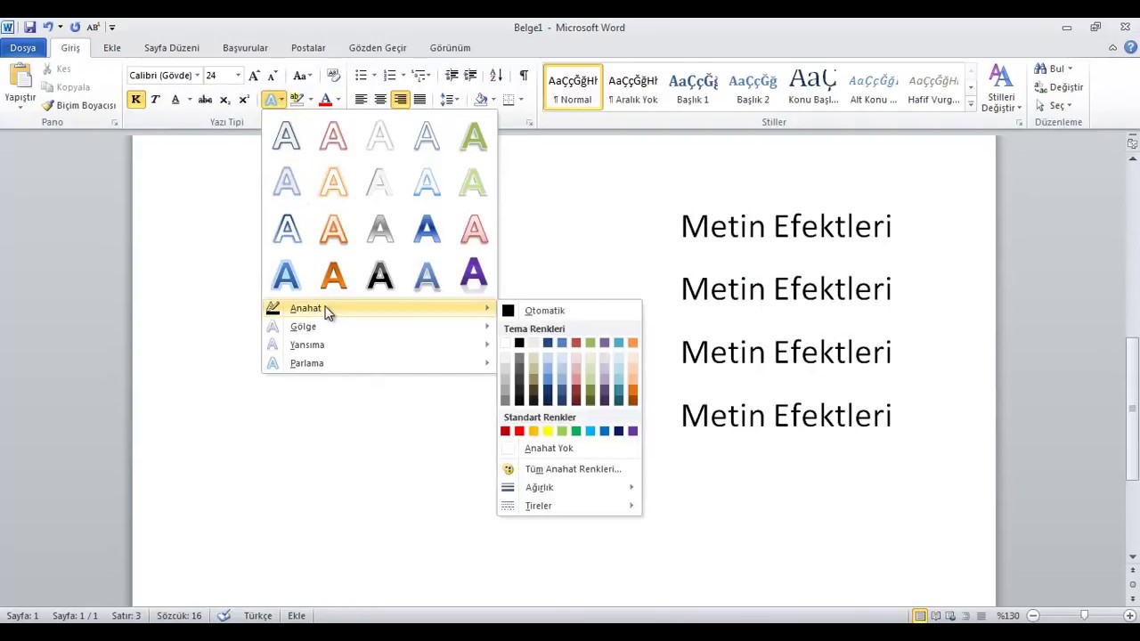 014 Belgeye Metin Efektleri Eklemek - YouTube